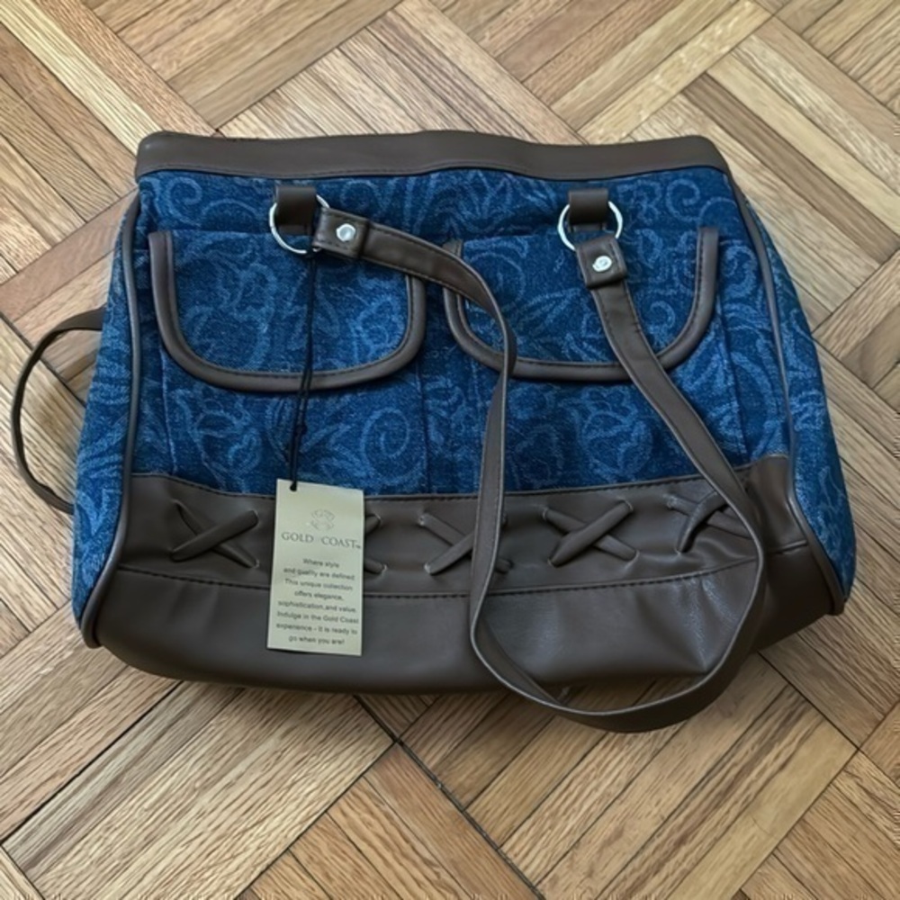 Gold Coast women’s hand‎ bag denim/ brown faux leather